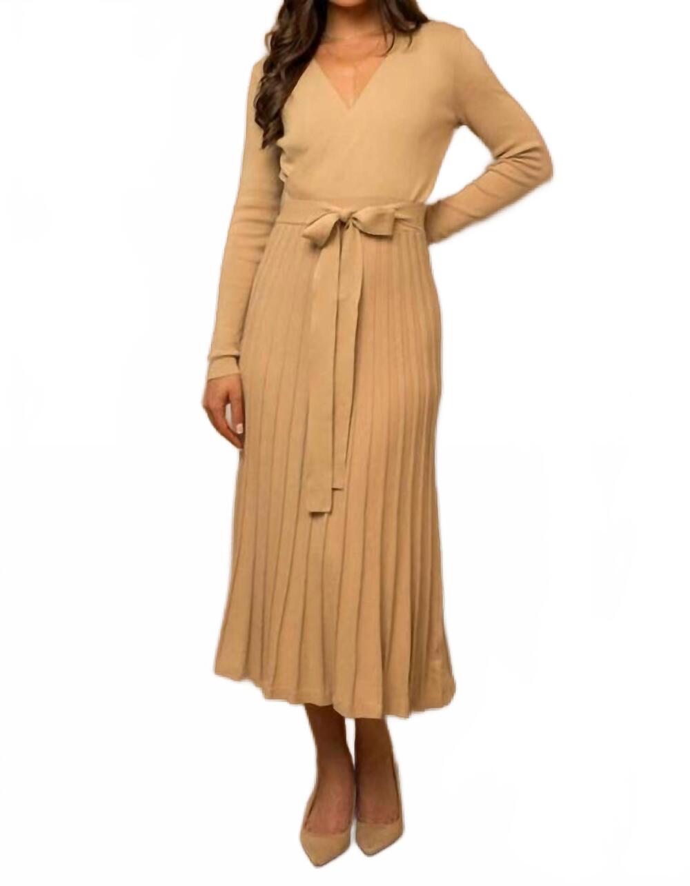 NEW GILLI long sleeve v-neck sweater dress in nude